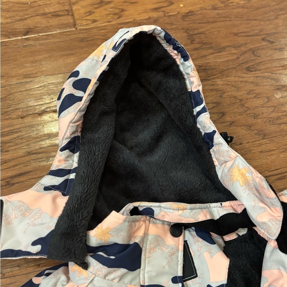 Pooluly Women’s Camo Snow/ski Jacket Pink Blue Floral Insulated Hooded Size sm - Picture 2 of 15